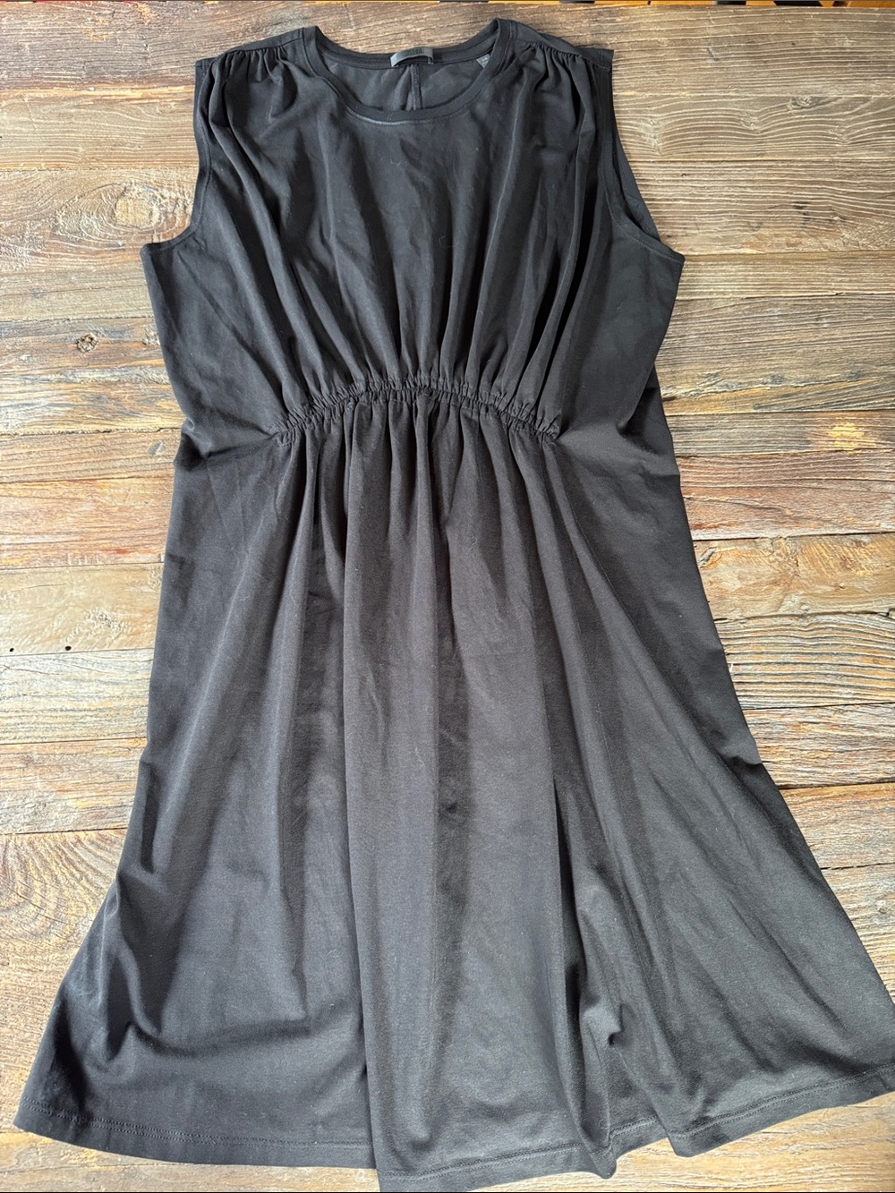 ATM black pima cotton knit sleeveless ruched waist mini dress large‎ - Picture 6 of 9